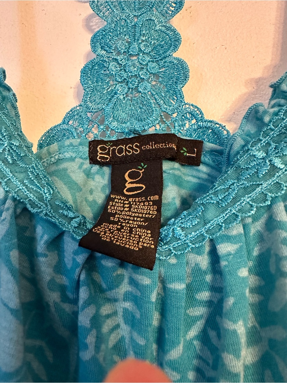 Y2K grass collection Teal Floral Lace-Back Sundress - Picture 5 of 8